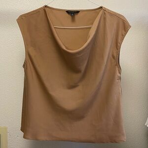 Banana republic medium petite cowl satin cap sleeve shirt top blouse mp tan gold
